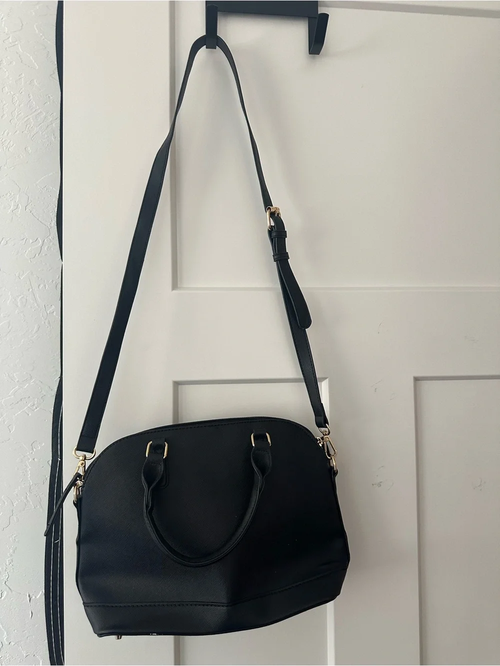 Black Dome Satchel Handbag